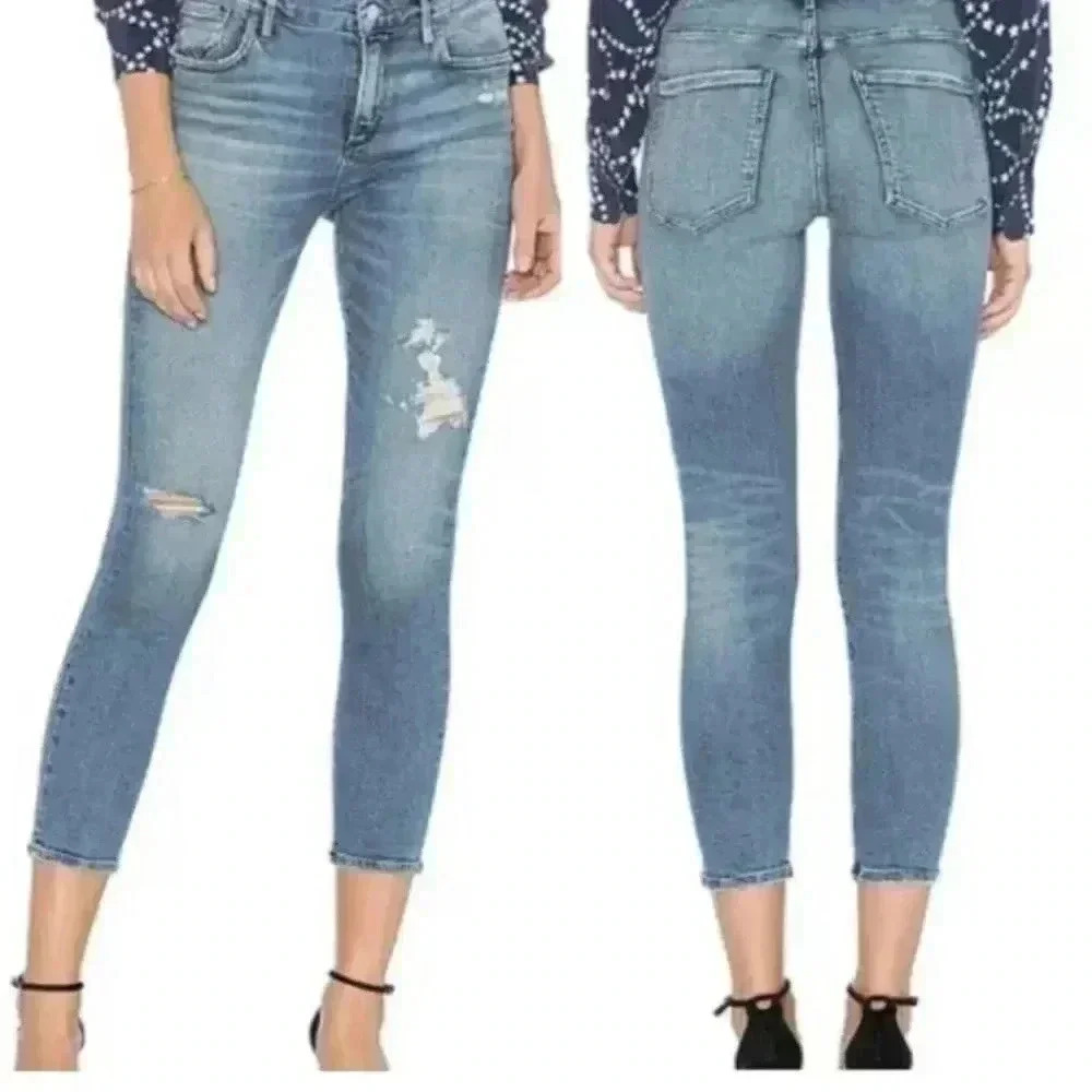 AGOLDE Sophie Crop High Rise Skinny Blue Jeans Stretch Size 24